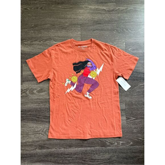 NWT Urban Outfitters Dia Pacheco x Golden Hour Burnt Orange Graphic Tee Medium - Picture 1 of 5